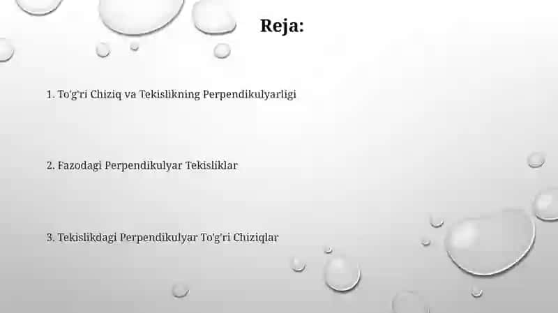 Fazoda perpendikulyar toʻgʻri chiziqlar va tekisliklar 2