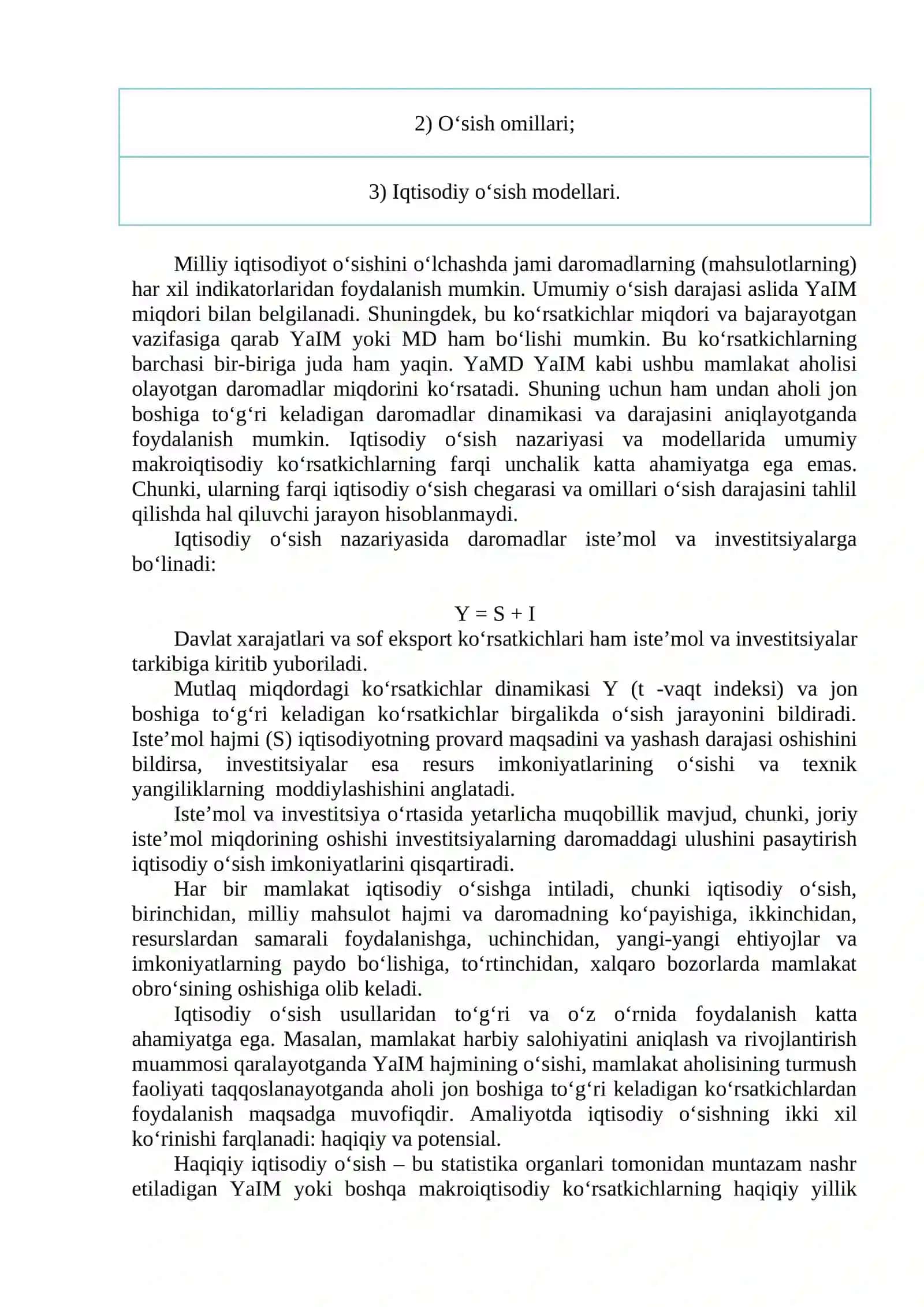 IQTISODIY OʻSISH MODELLARI 2