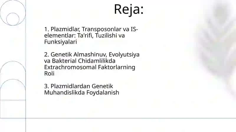 Plazmidlar, Transposonlar va IS-elementlar 2