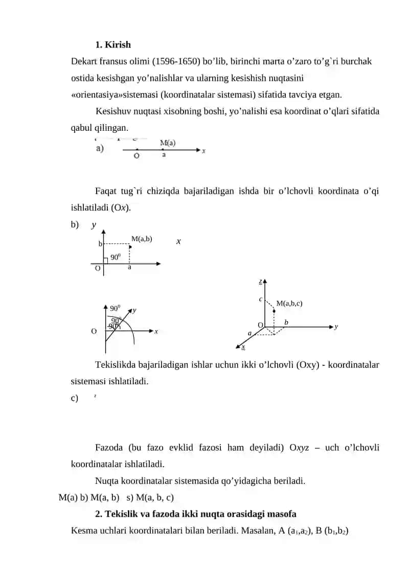 Tekislikda analatik geometriya va uning sodda masalalari 2