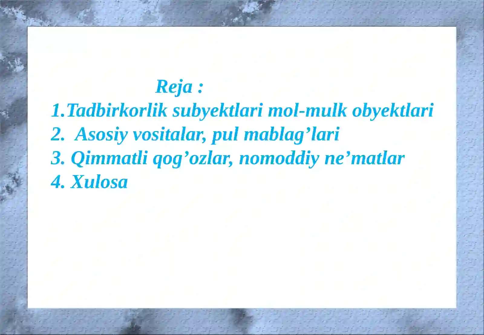 TADBIRKORLIK SUBYEKTLARINING MOL-MULKOBYEKTLARI 2