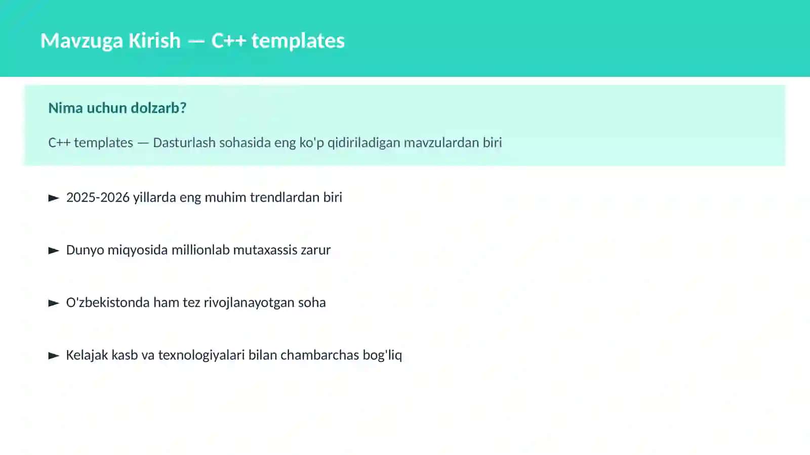C++ VA TIZIM DASTURLASH 2