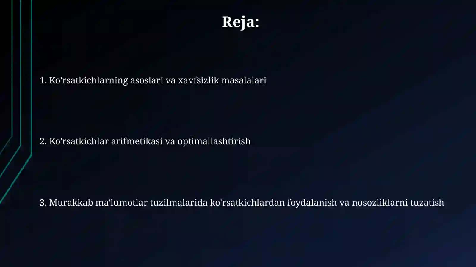 Koʻrsatgichlarning tarmoq xususiyatlari 2