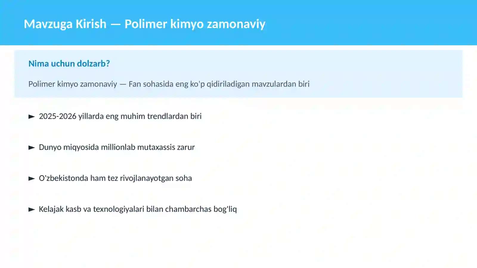 Polimеr kimyo zamonaviy 2