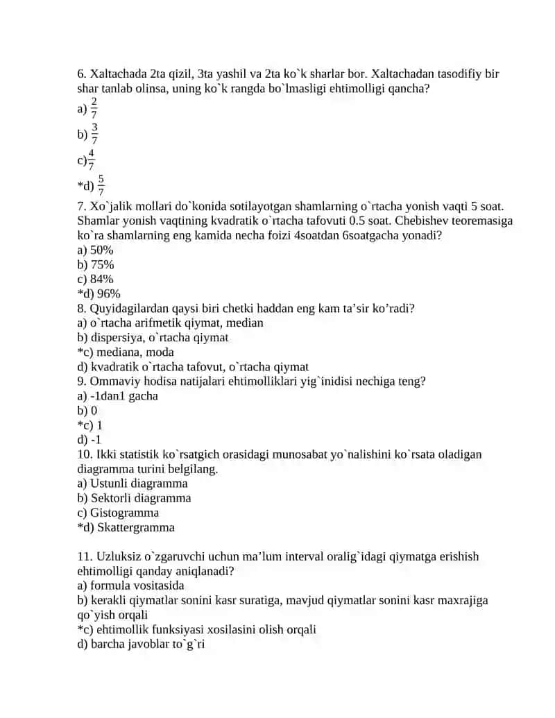 Statistika fanidan test 2