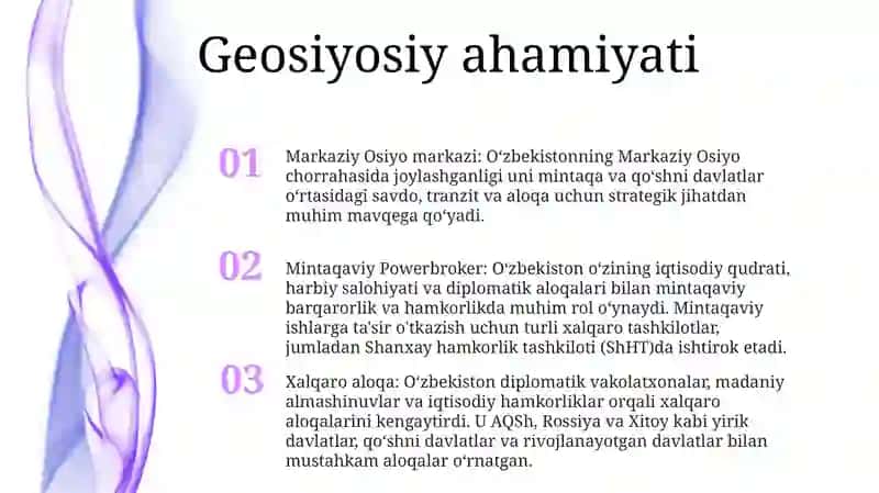 O'Zbekistonning Xalqaro Maydondagi O'Rni 2