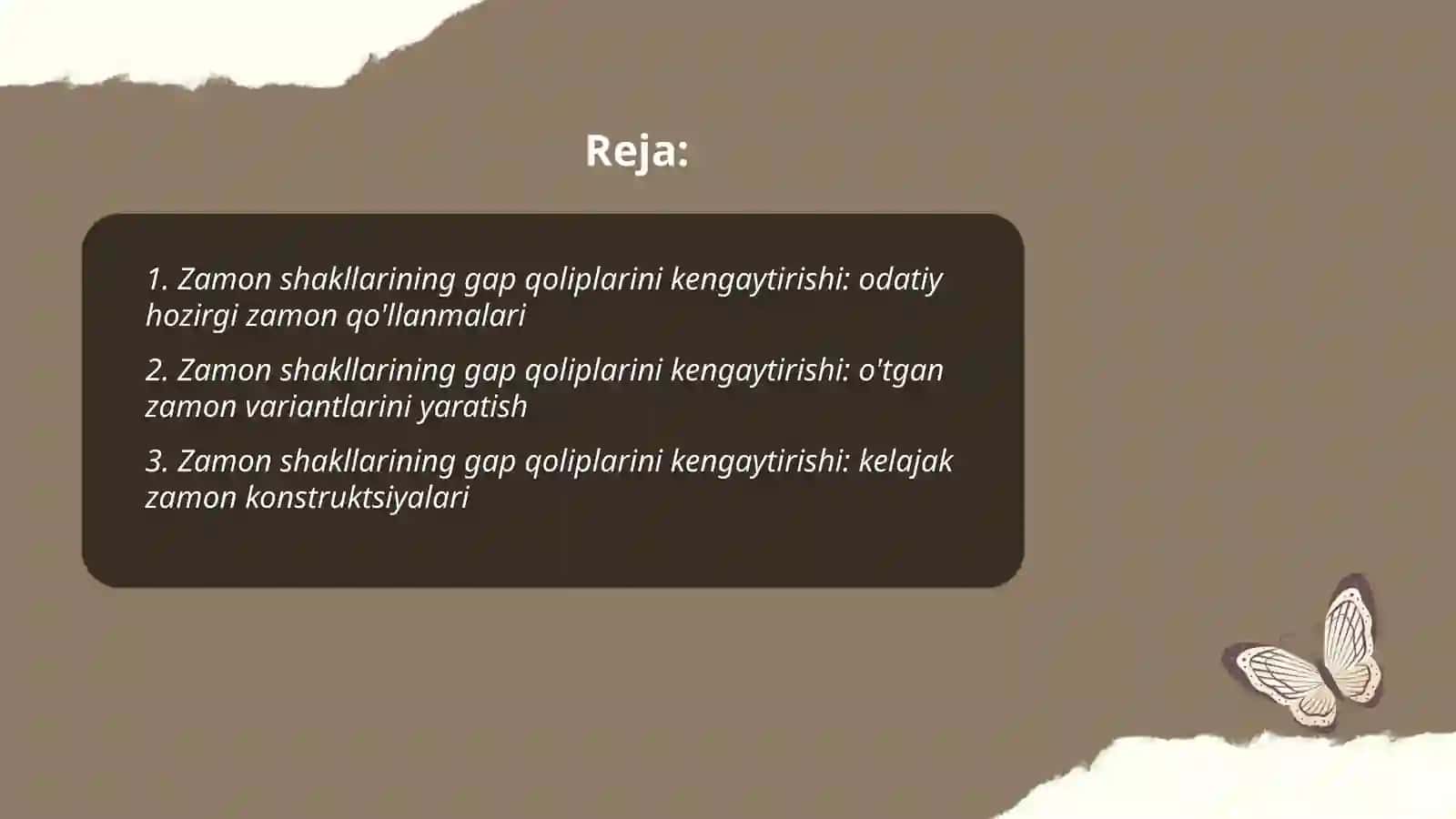 Zamon shakllarining gap qoliplarini kengaytirishi 2