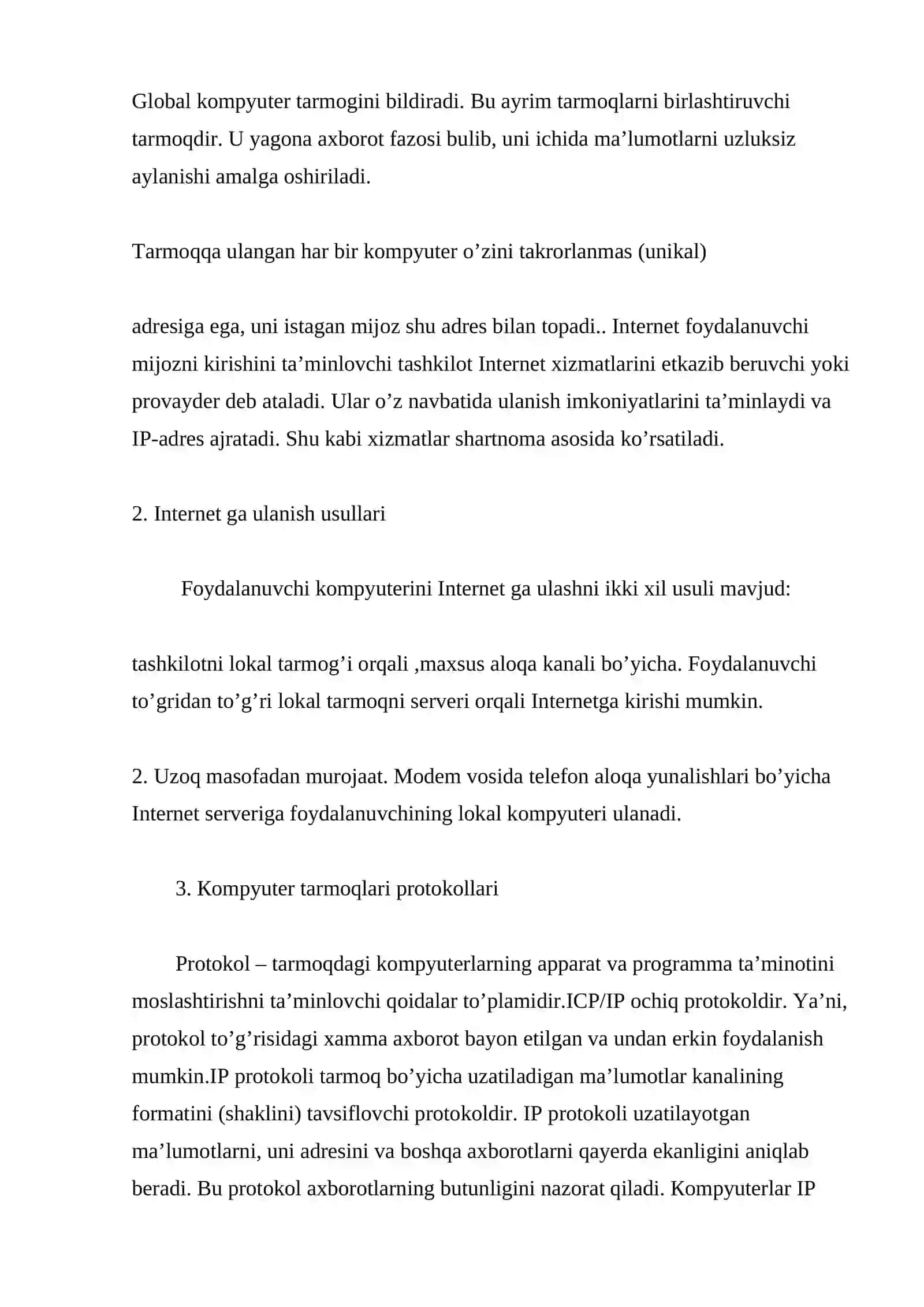 Global tarmoq integratsiyasi 2