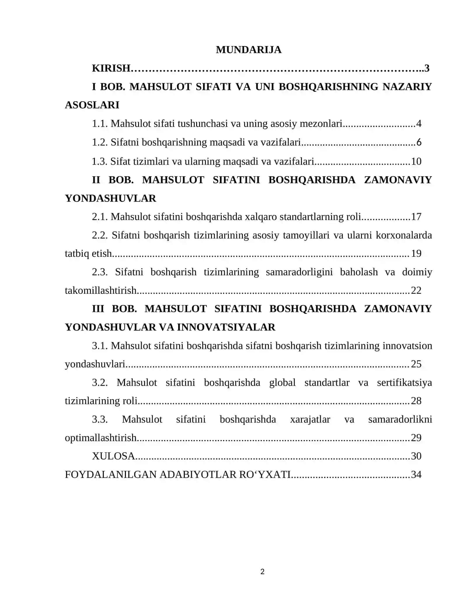 Mahsulot sifatini boshqarish 2