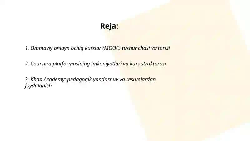Ommaviy onlayn ochiq kurslar. Talimda internet tarmoĝi resurslaridan foydalanish 2