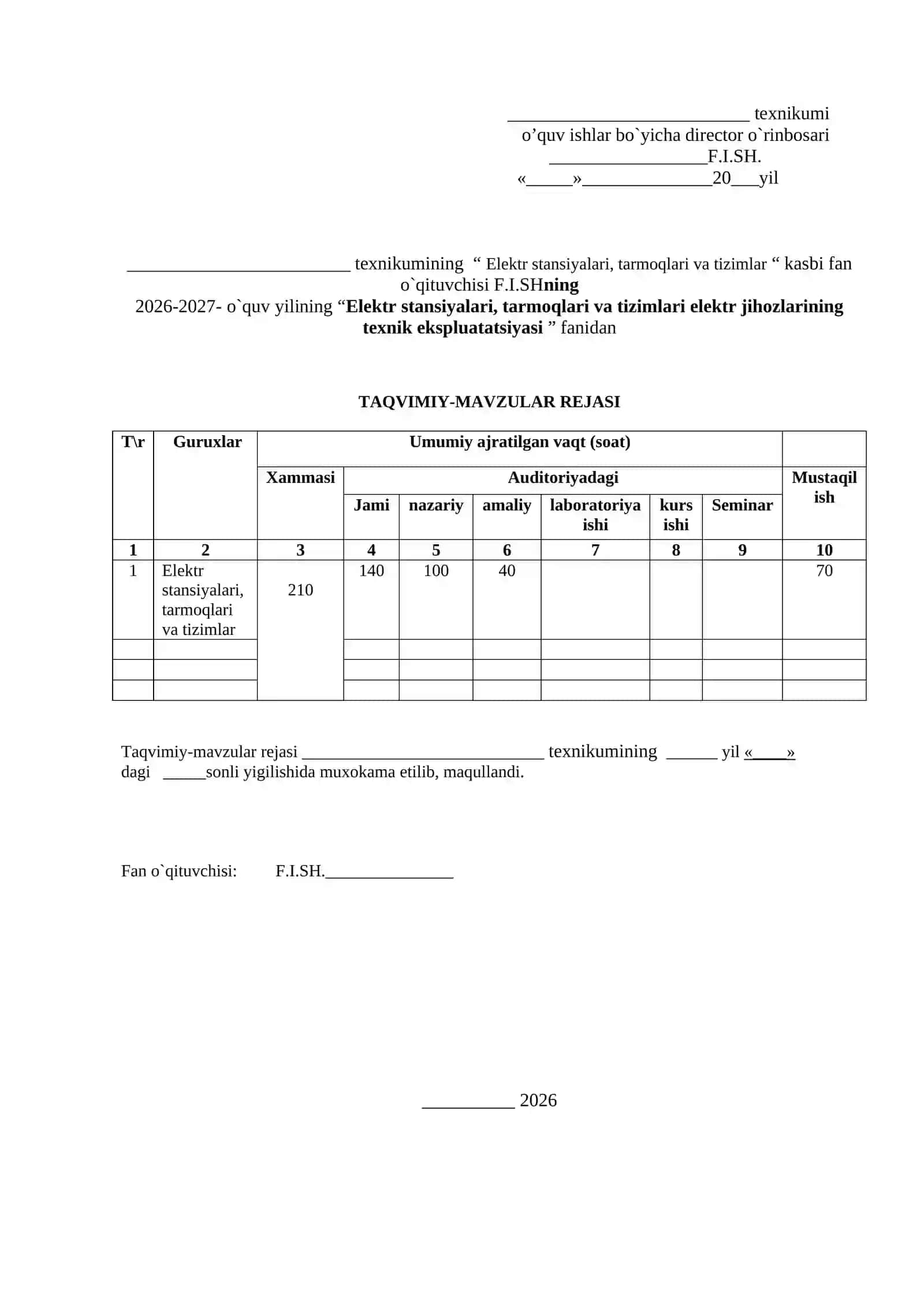 Elektr stansiyalari, tarmoqlari va tizimlari 2