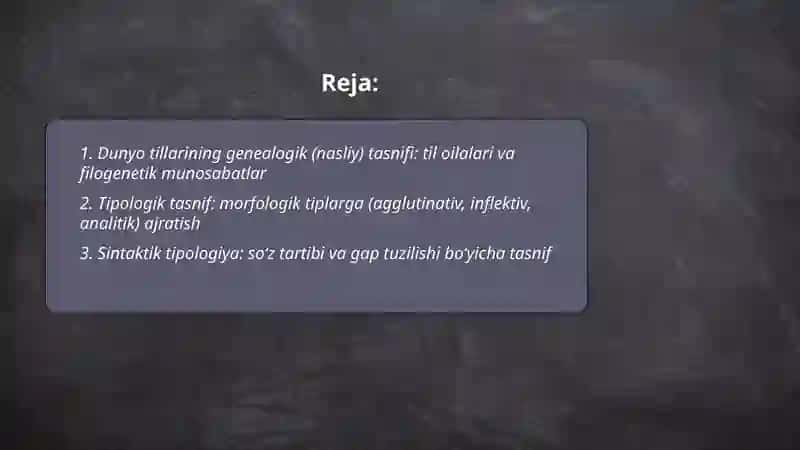 Dunyo tillari va ularning tasnifi 2