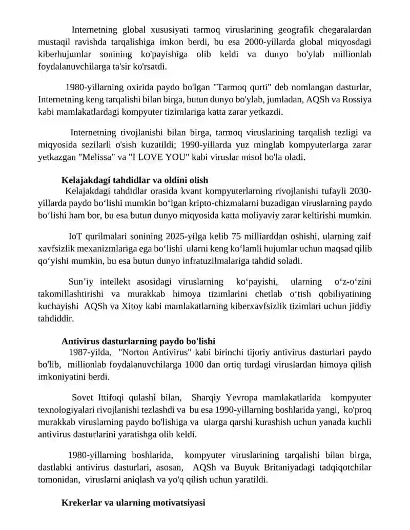 Kompyuter viruslarining paydo bo'lish tarixi va ularga qarshi kurash 2