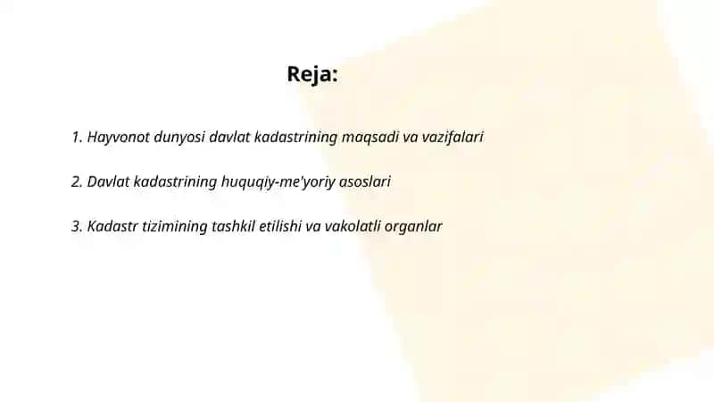 Hayvonot dunyosi davlat kadastiri 2