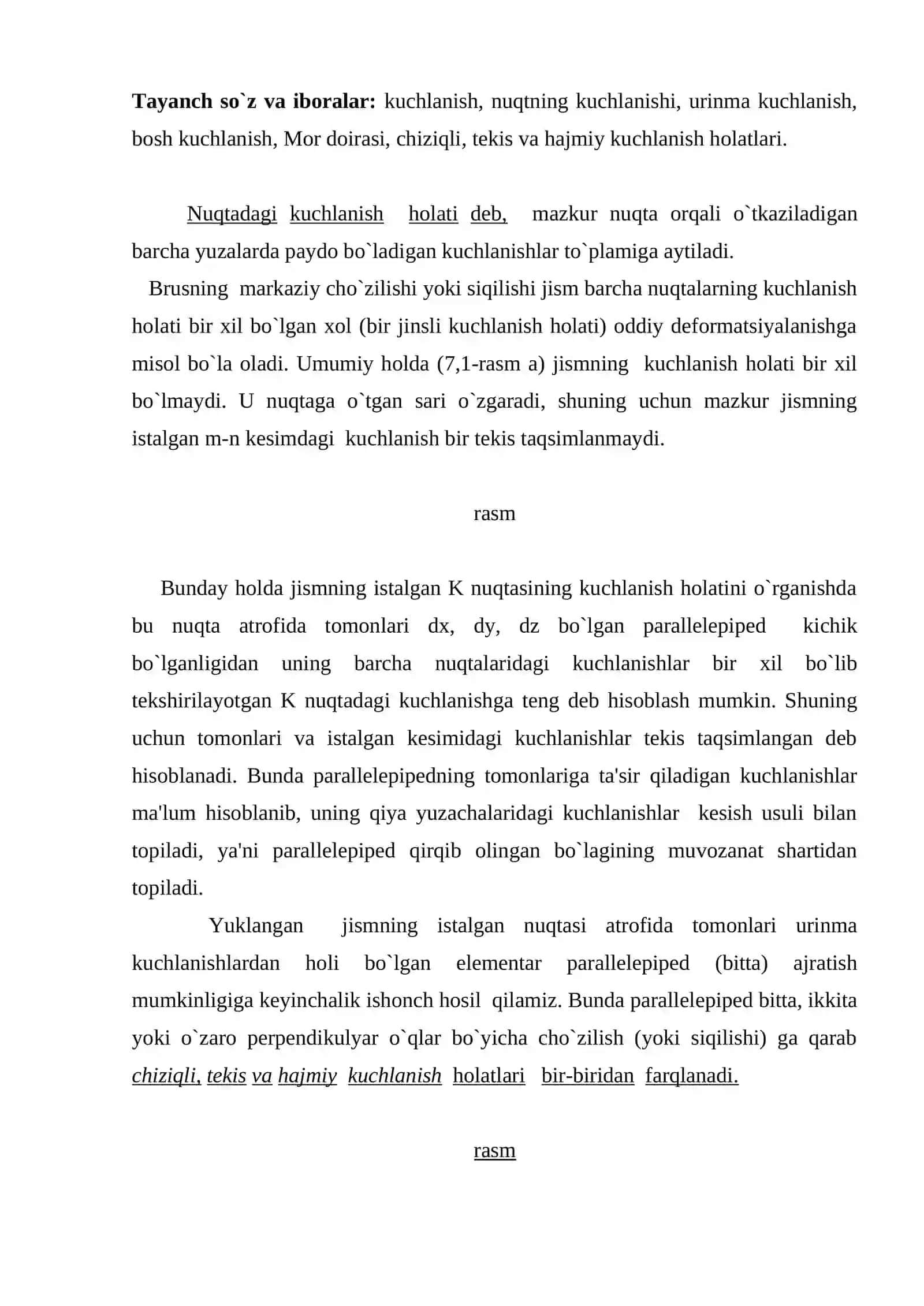 Kuchlanishlar holatlari 2