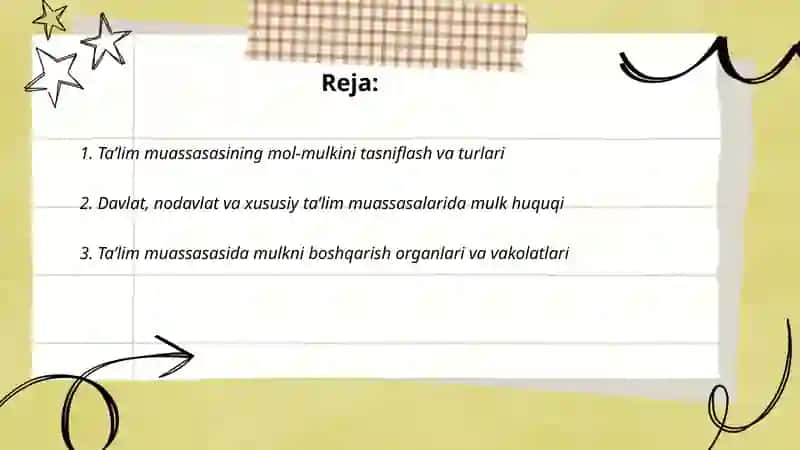 Taʼlim muassasasidagi mulkiy munosabatlar 2