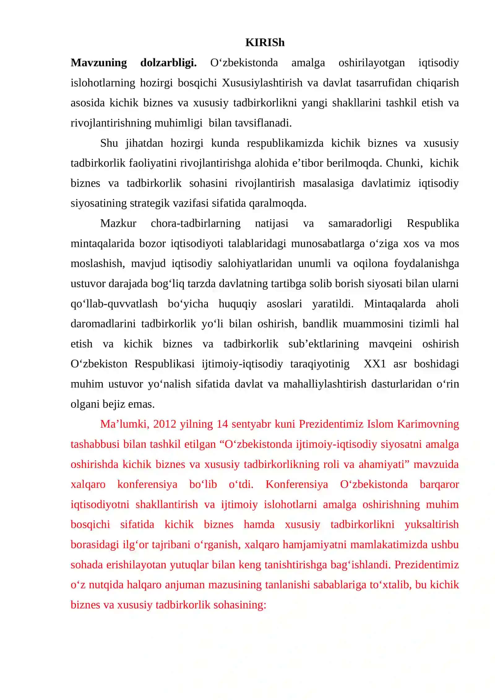 Xususiylashtirish va davlat tasarrufidan chiqarish asosida kichik biznes va xususiy tadbirkorlikni rivojlantirish yo‘nalishlari 2