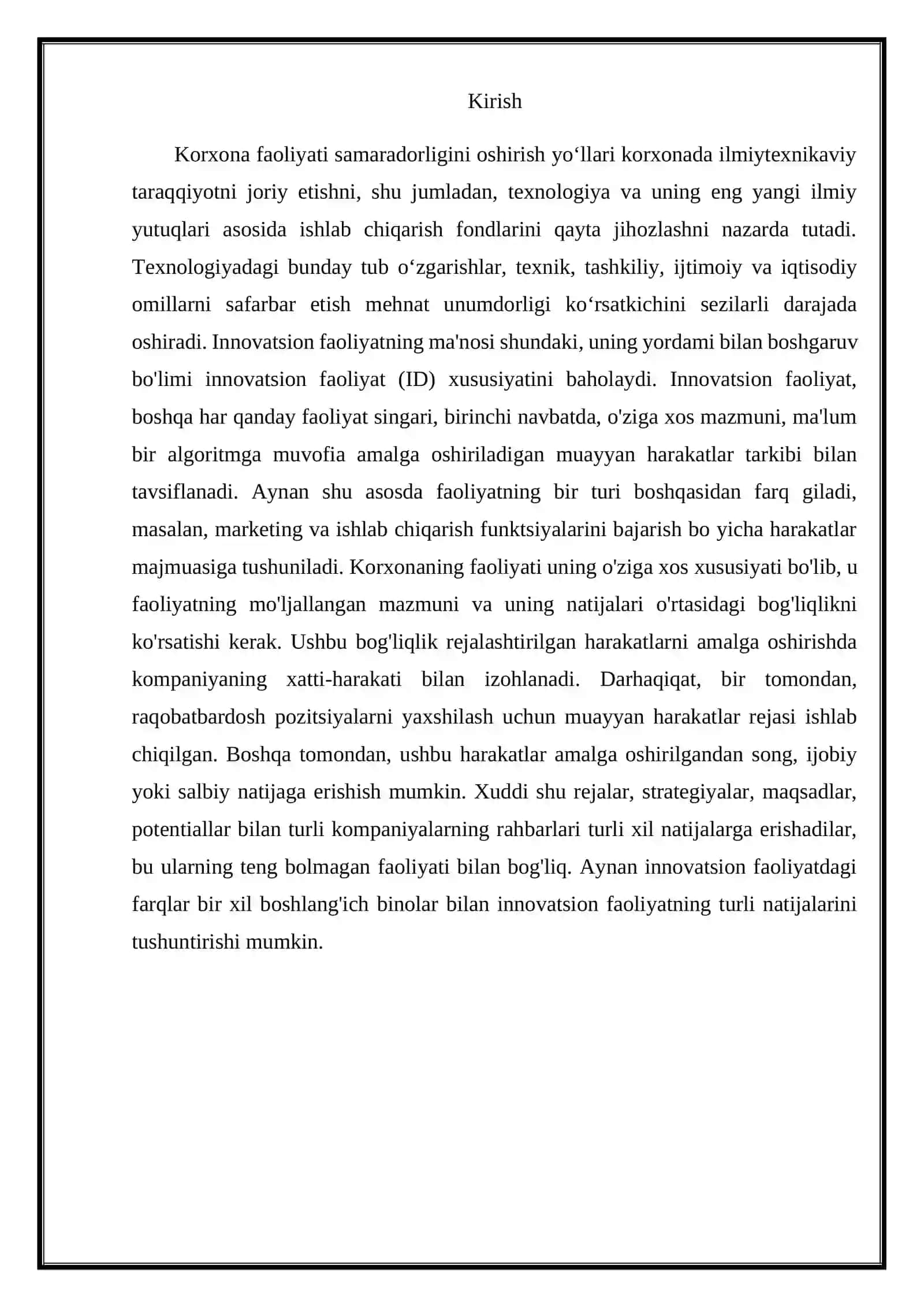 Korxonaning innovatsion faoliyati 2