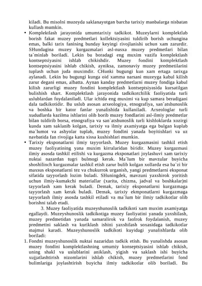 Muzeylarning ilmiy-tadqiqotchilik faoliyati 2
