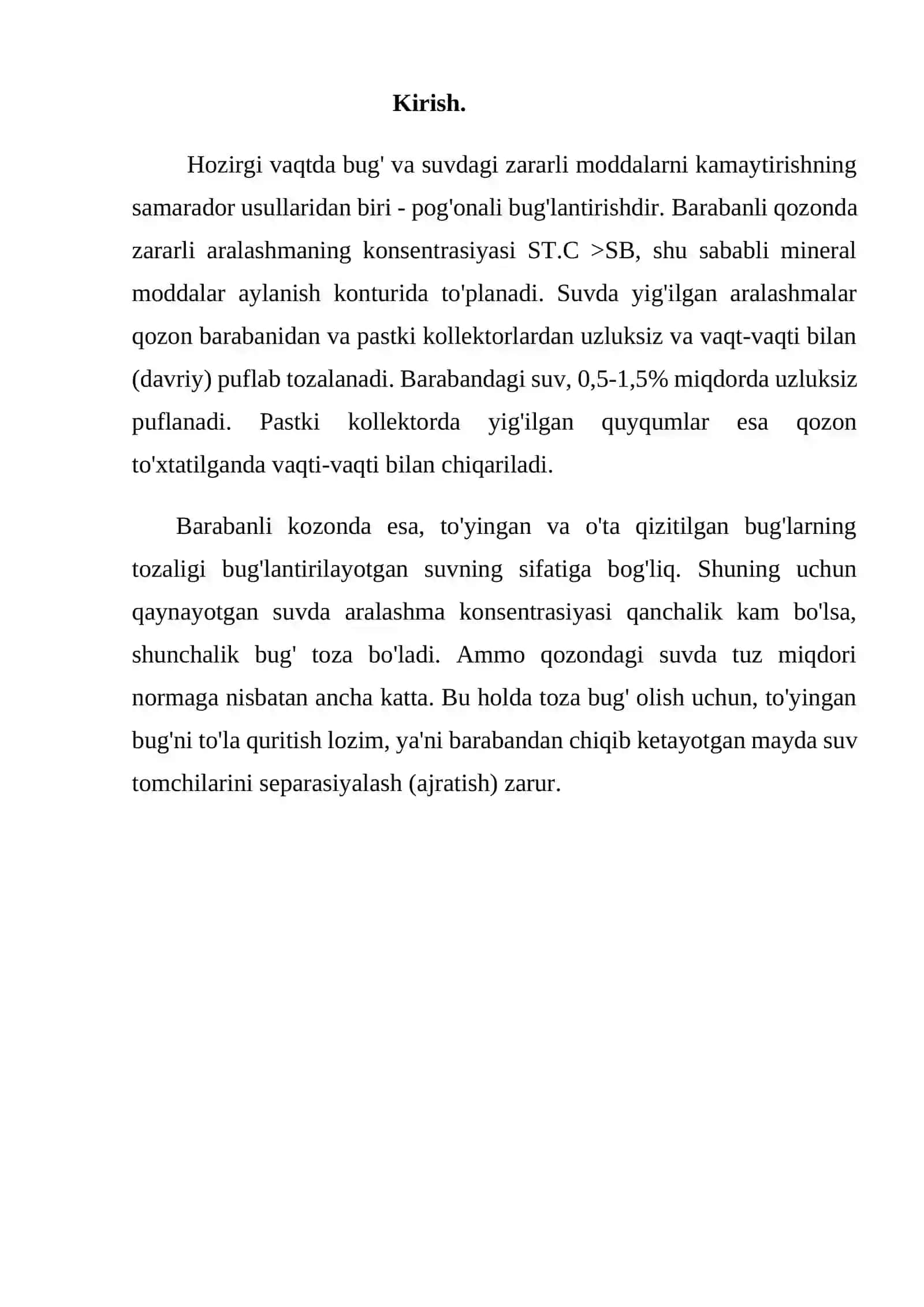 Barabanli qozonda pog’onali bug’lantirirish 2