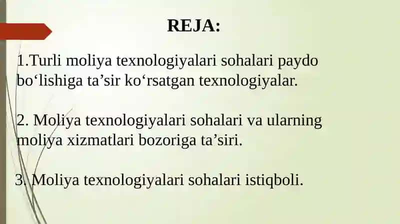 MOLIYAVIY TEXNOLOGIYA SOHALARI 2