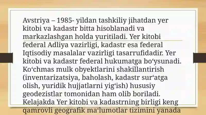 Davlat kadastlarini yaratish va yuritish 2