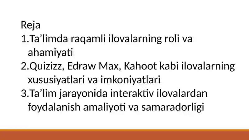 Quizizz, Edraw max, Kahoot kabi ilovalardan talim sohasida foydalanish 2