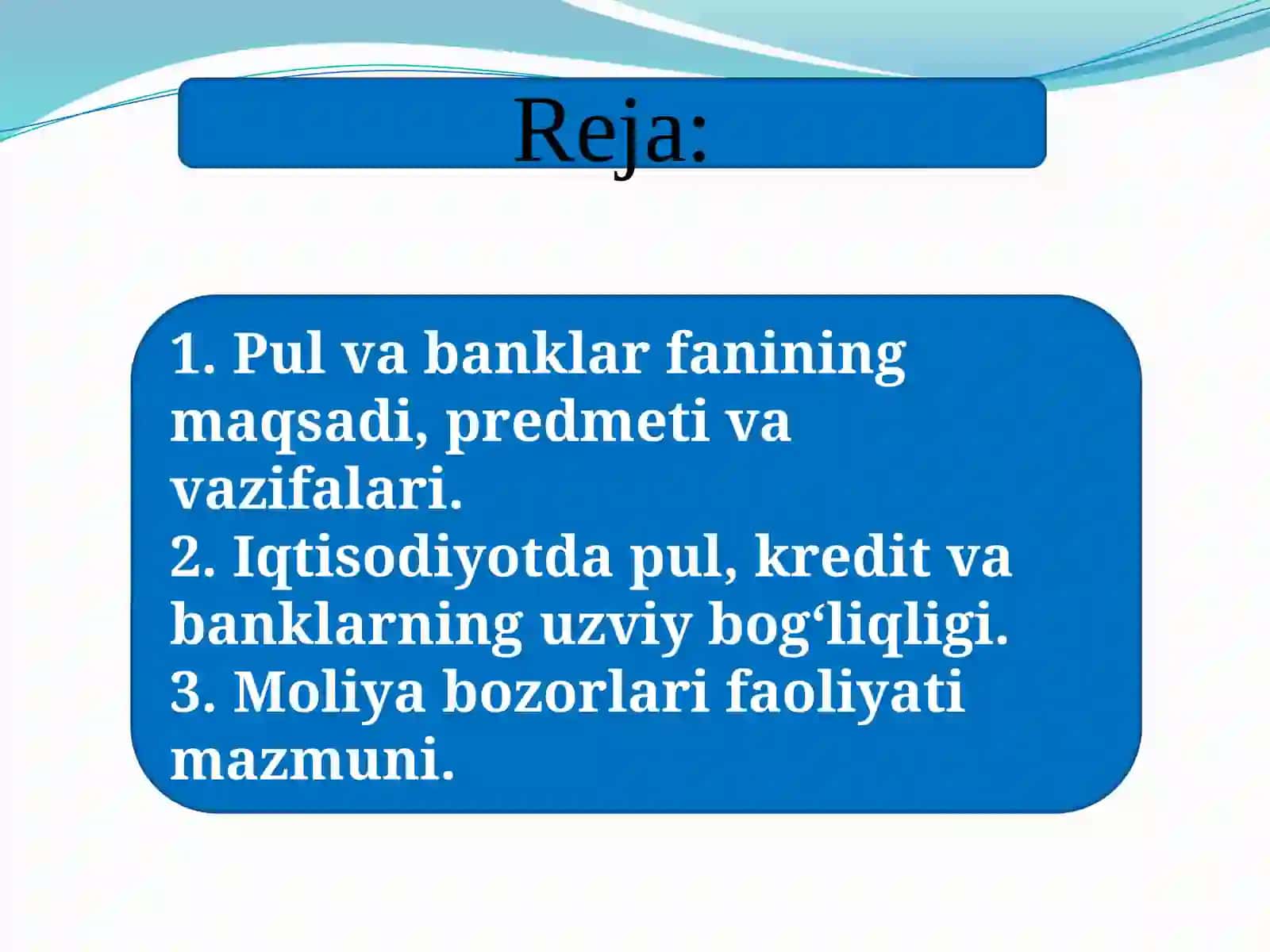Pul va banklar faniga kirish 2