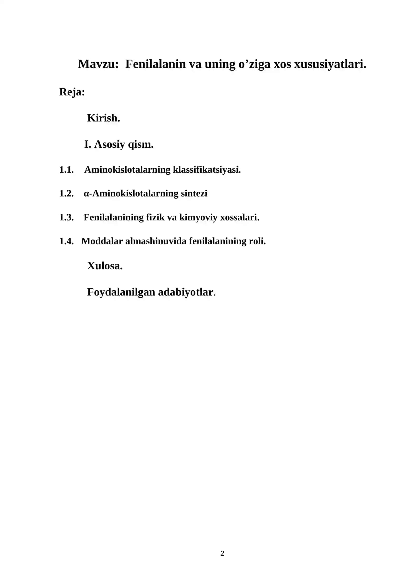 Fenilalanin va uning o’ziga xos xususiyatlari 2