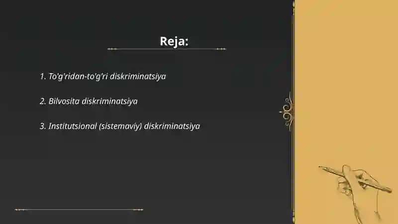 Diskritminatsiya turlari 2