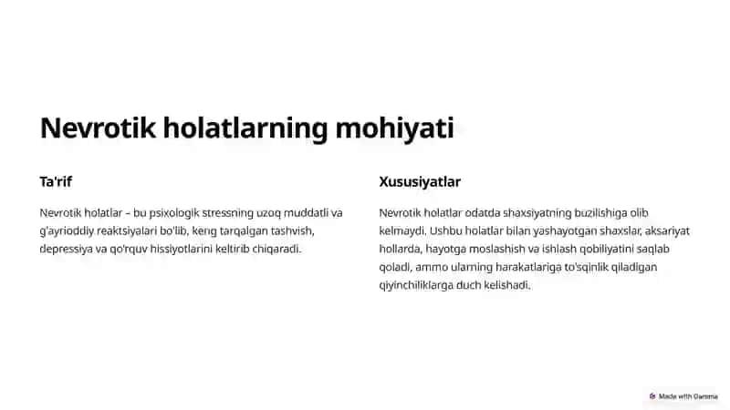 Nevrotik holatlar va ularning mohiyati 2