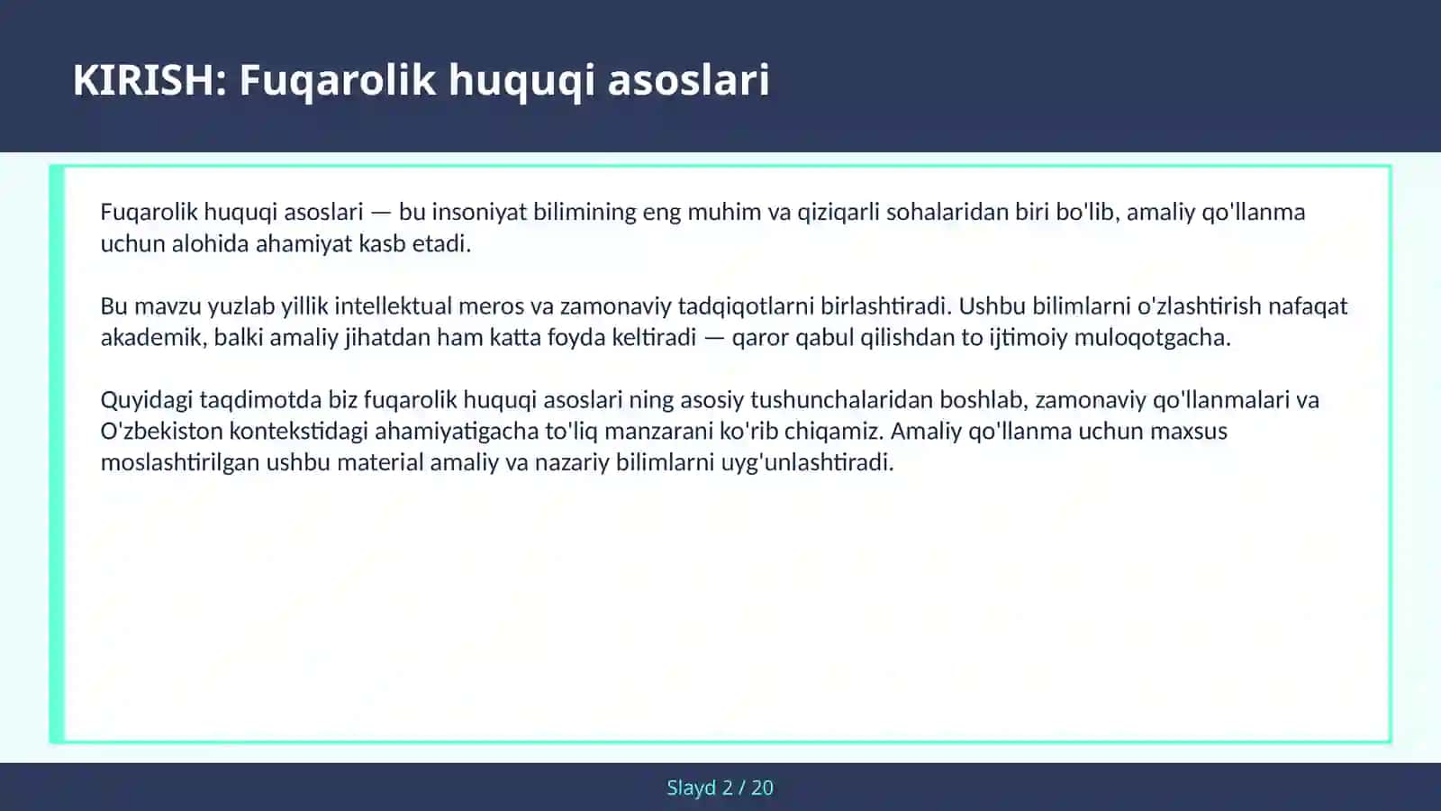 Fuqarolik Huquqi Asoslari 2