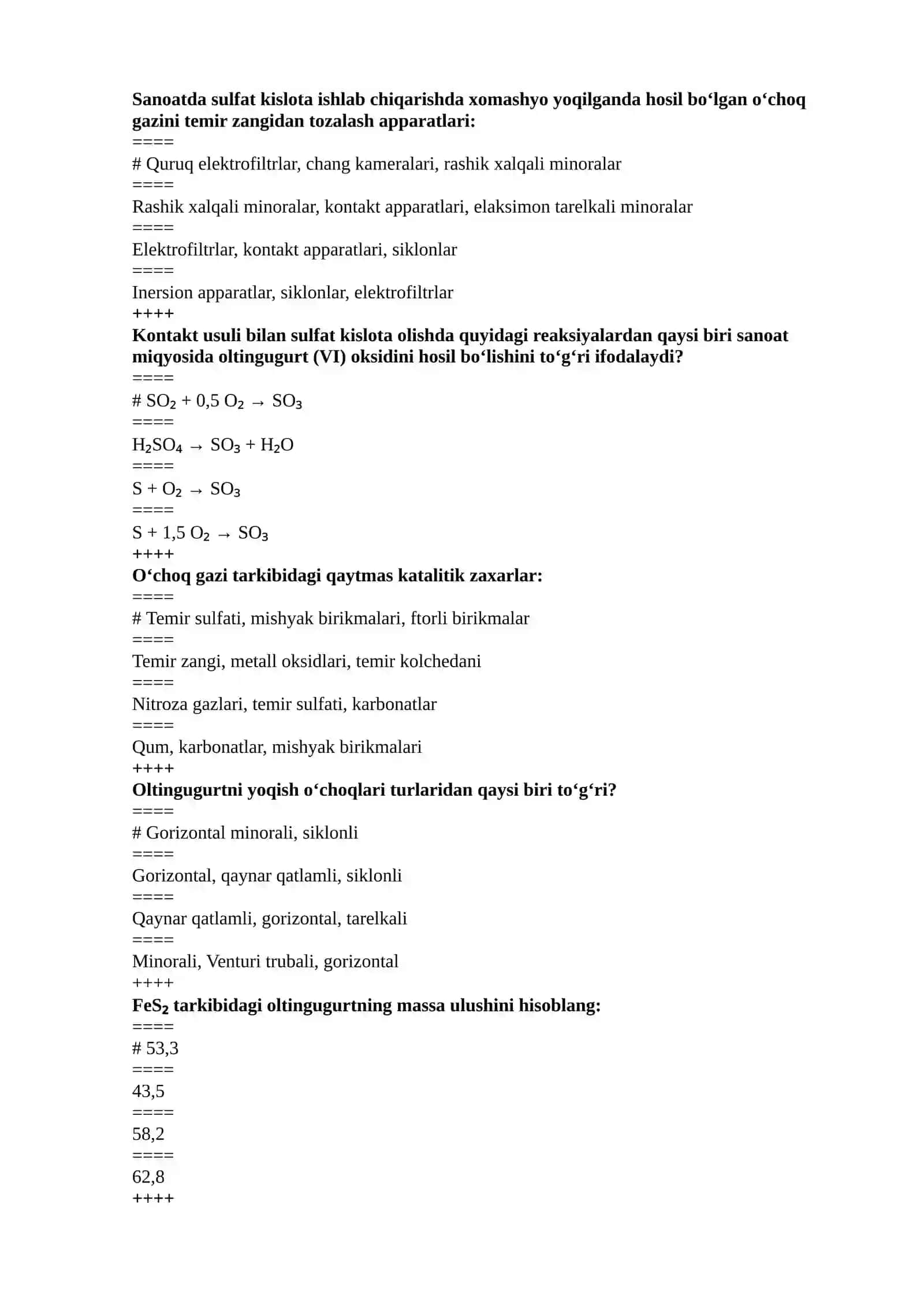 Sulfat kislota fanidan test 2