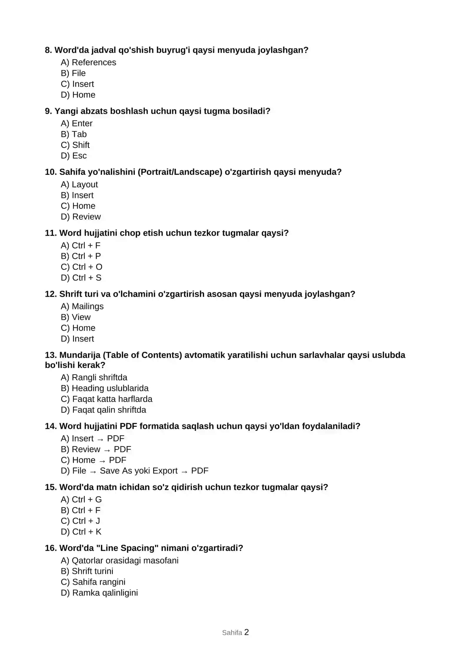 Microsoft Word va Excel asoslari 2