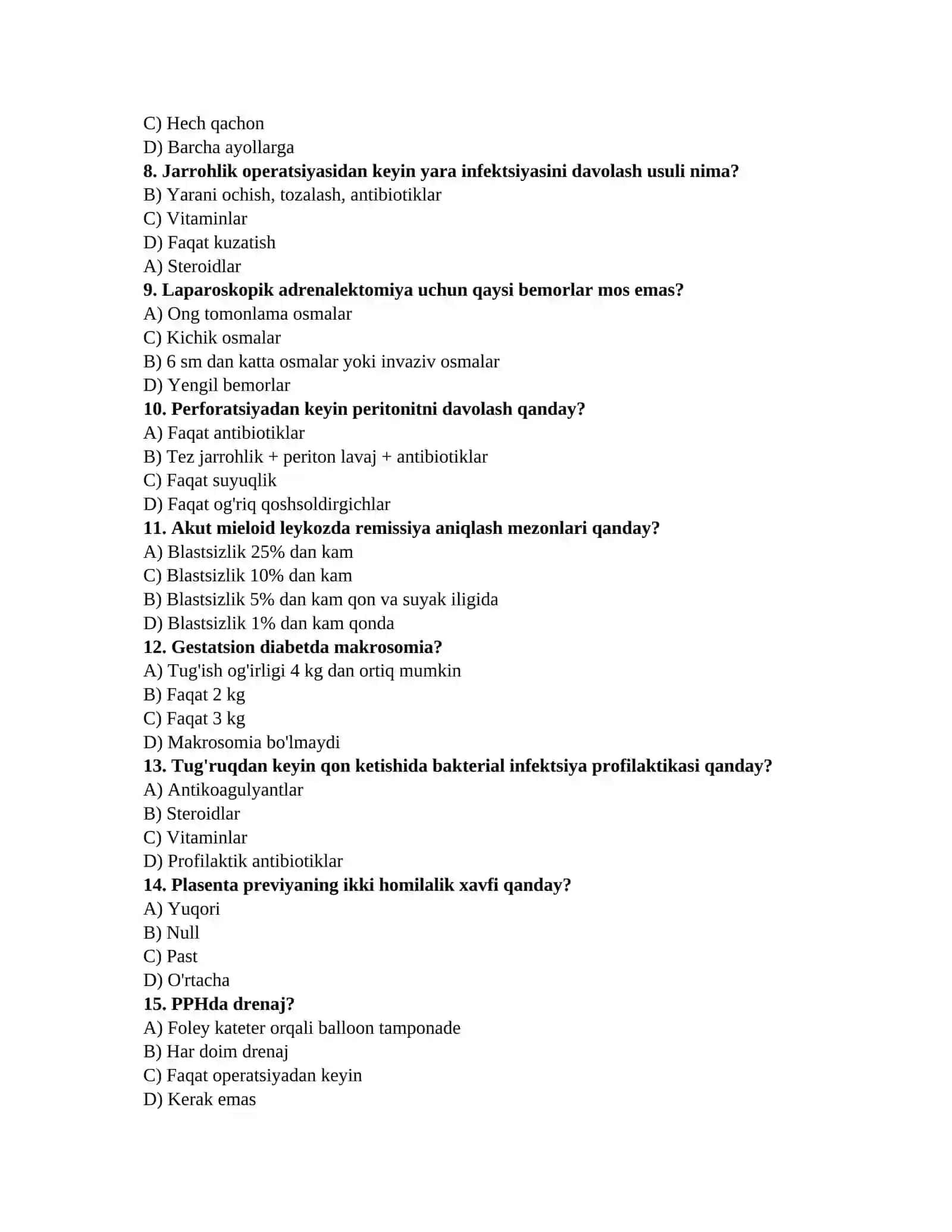 TAYYORGARLIK TEST TO'PLAMI 2