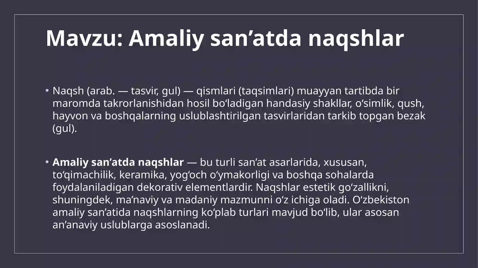 Amaliy san’atda naqshlar 2