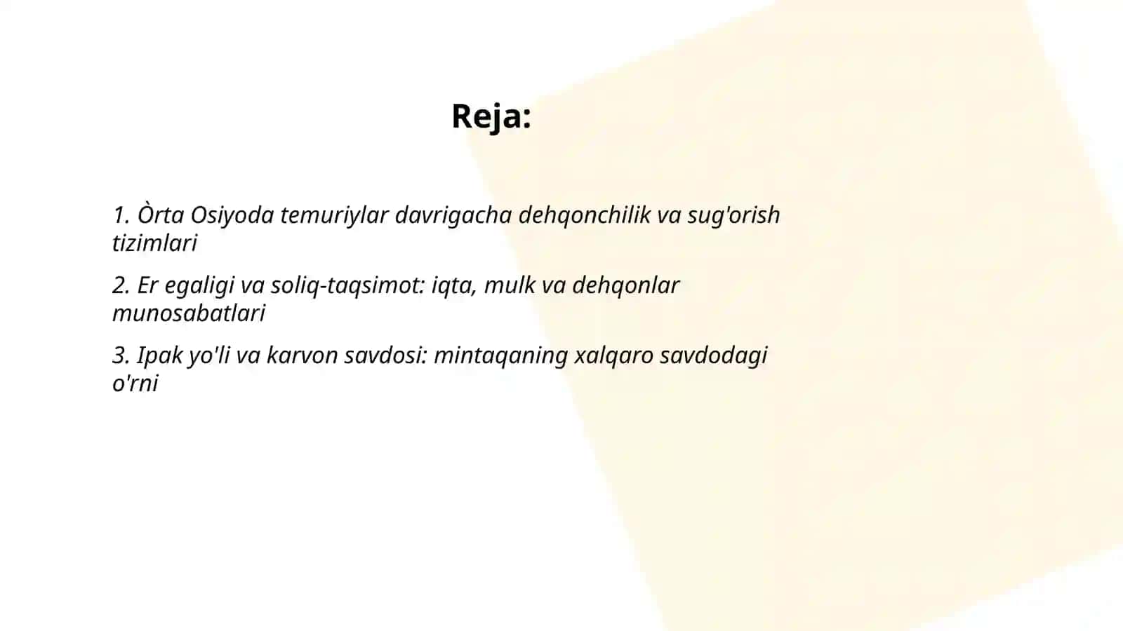 Temuriylar davri dehqonchilik va sug'orish tizimlari 2