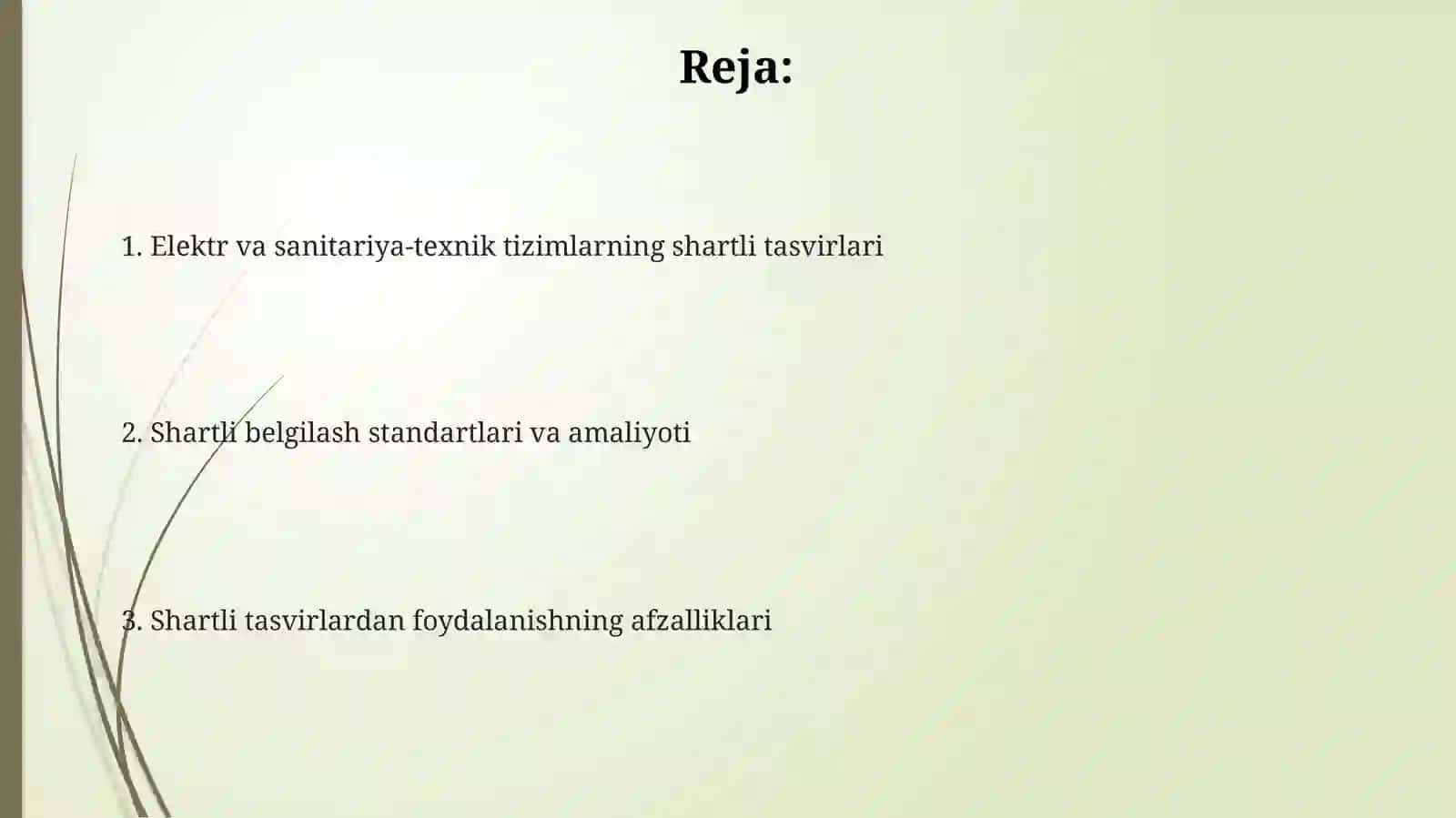 Elektr va sanitariya-texnik tizimlarning shartli tasvirlari 2