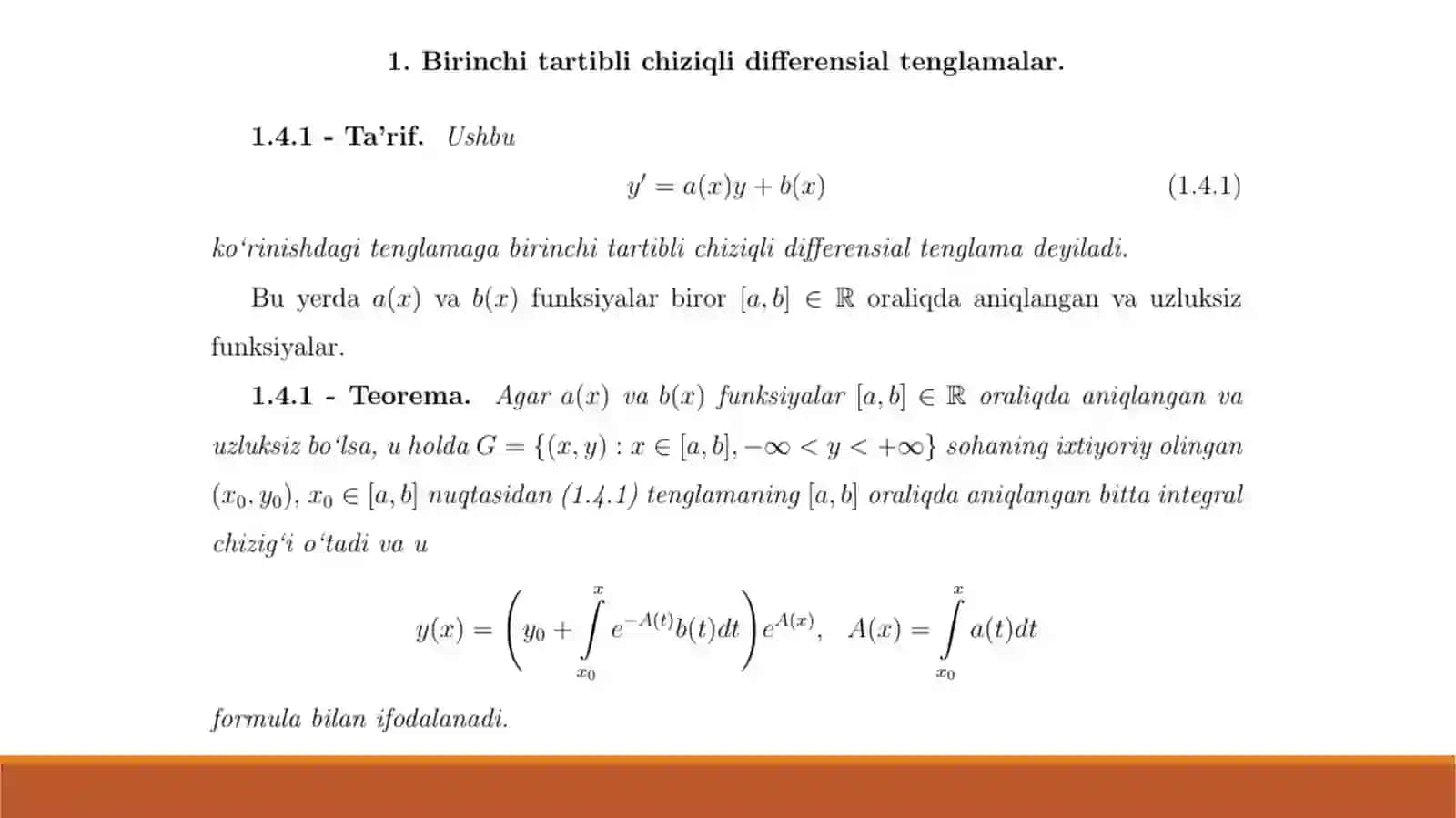 Chiziqli differensial tenglamalarni Lagranj va Bernulli usullarida yechish 2