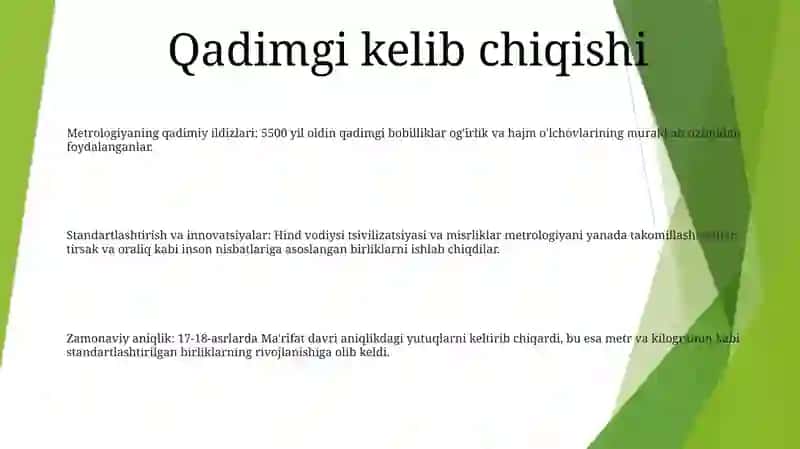 Metrologiyaning Rivojlanish Tarixi 2