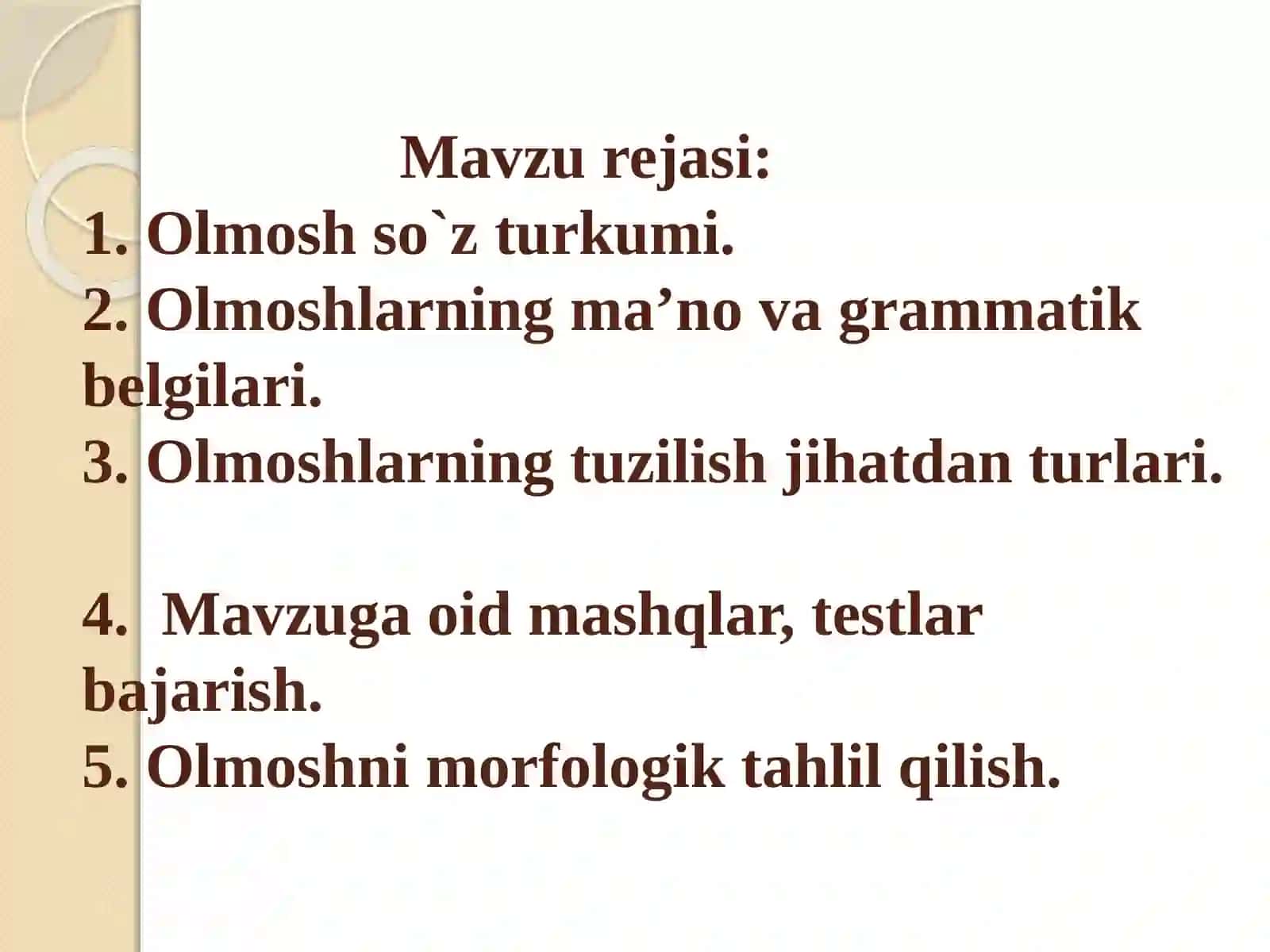 Olmosh so`z turkumi yuzasidan amaliy mashg`ulot 2