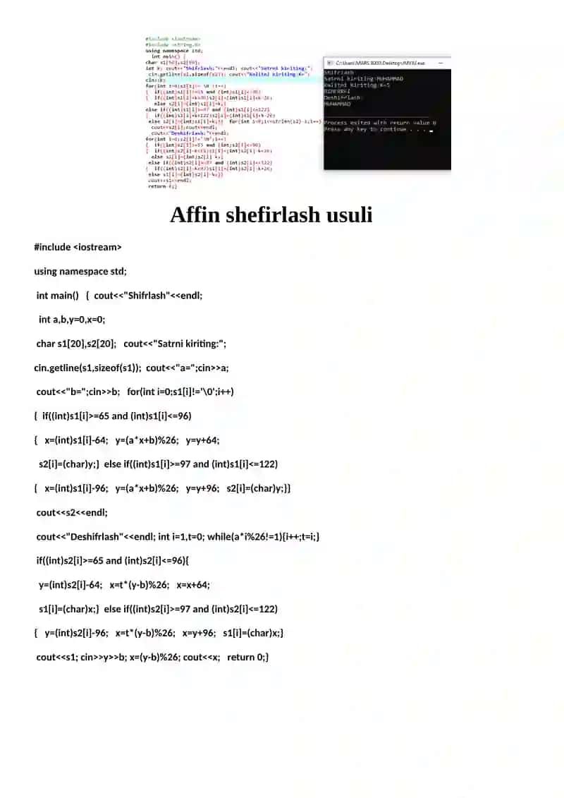 Affin shefirlash usuli 2