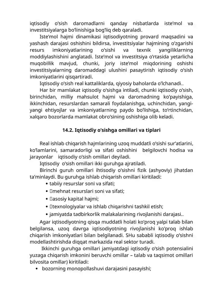 Iqtisodiy o’sishning umumiy tavsifi va modellari 2