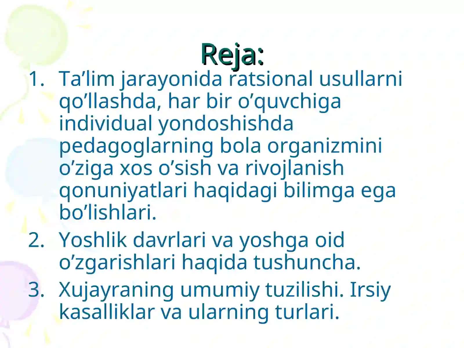 Oʻsish va rivojlanishning umumiy qonuniyatlari 2