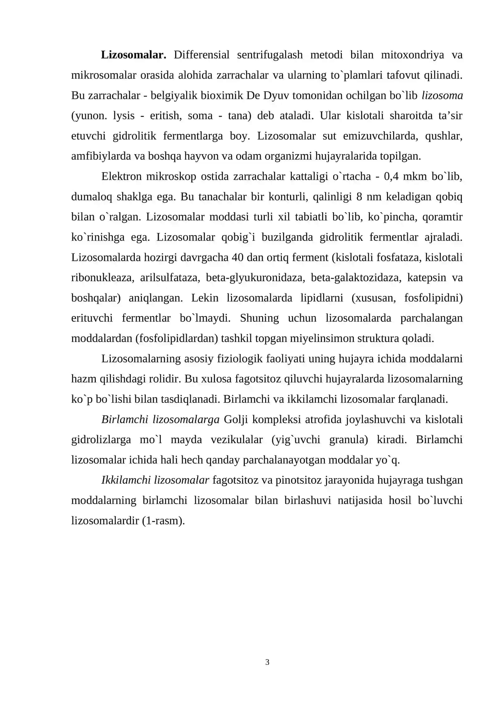 Lizosomalar, ularning turlari va vazifalari 2