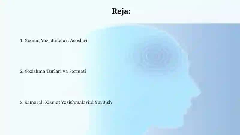 Xizmat Yozishmalari Asoslari 2