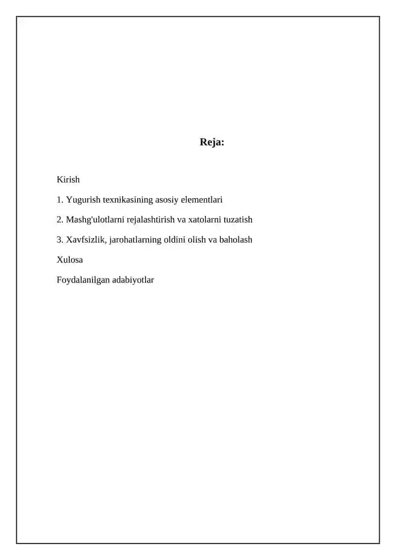Yugurish turlari texnikasini õrgatish metodikasi 2