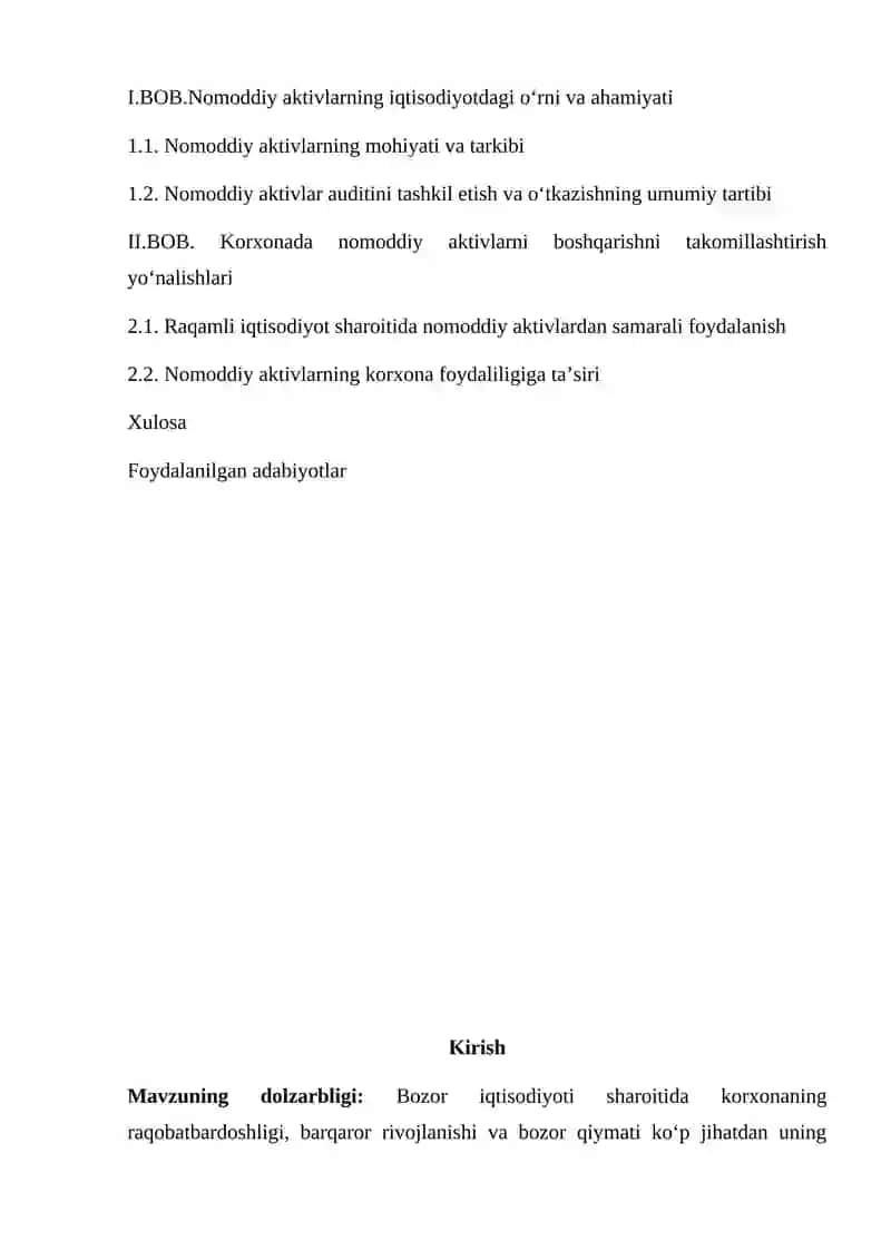 Korxonaning nomoddiy aktivlari tahlili 2