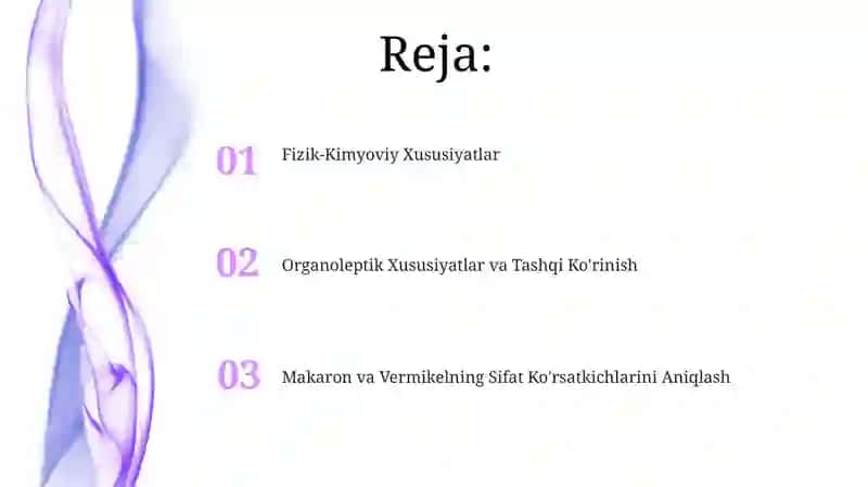 Makaron va Vermicellining Sifat Ko'rsatkichlarini Aniqlash 2