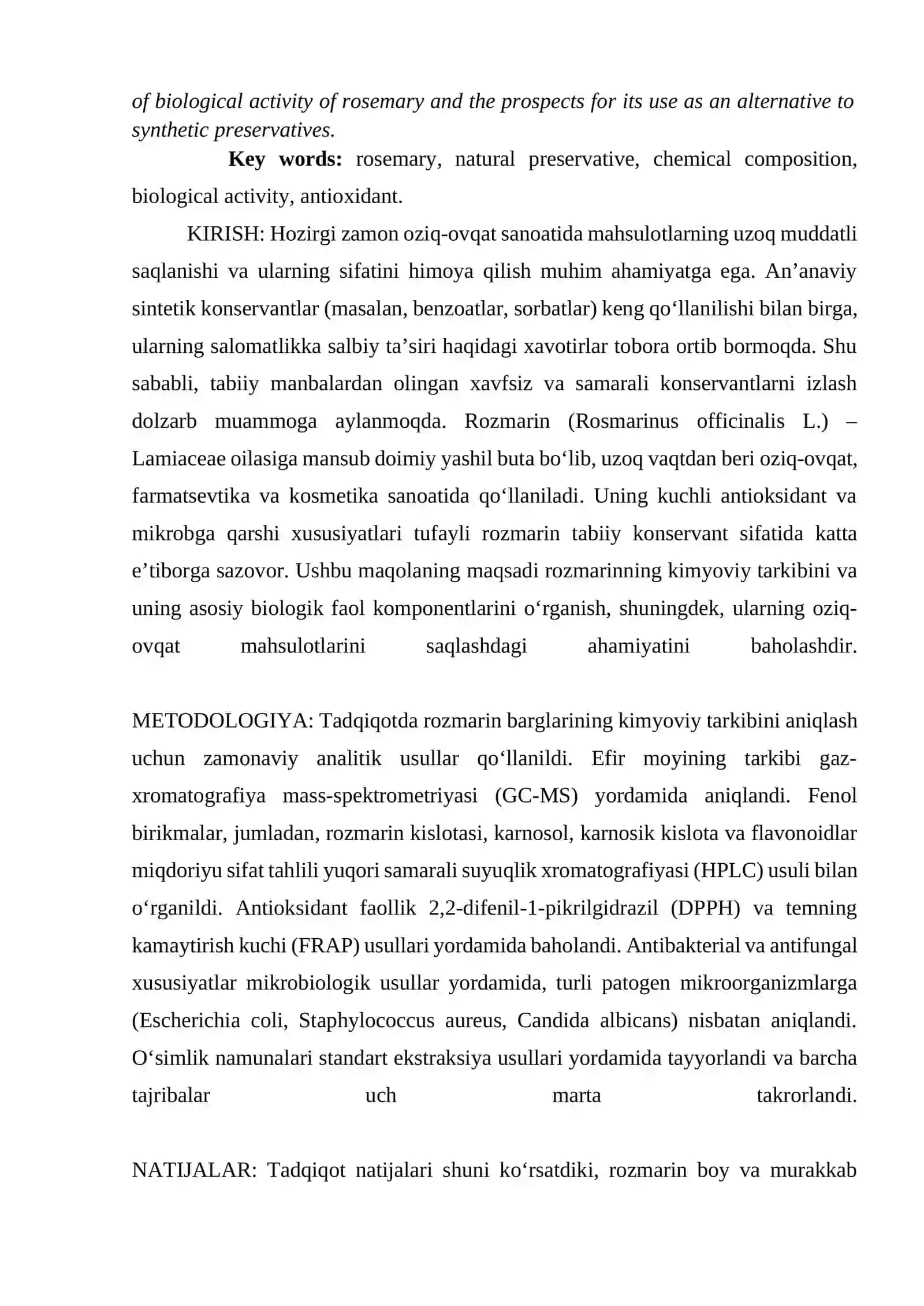 Rozmarinning kimyoviy tarkibi va biologik faol komponentlari 2